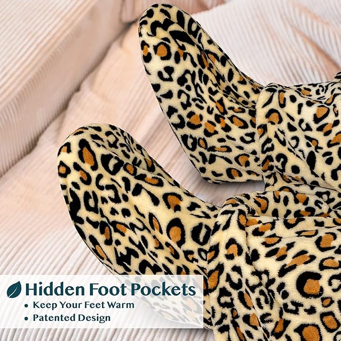 PAVILIA Fleece Blanket with Sleeves, Foot Pockets - Image 2