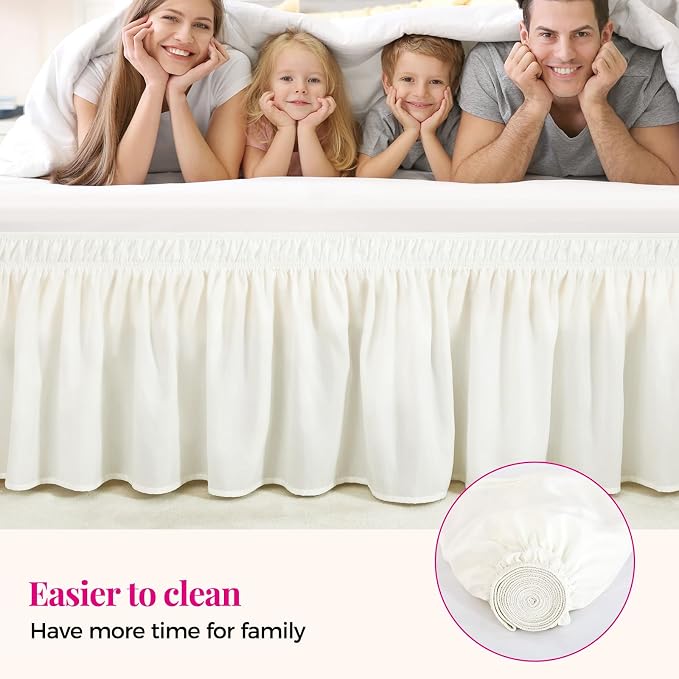 RIMELA Warm White Bed Skirt King Size 15 Inch Drop, Wrap Around Elastic - Image 5