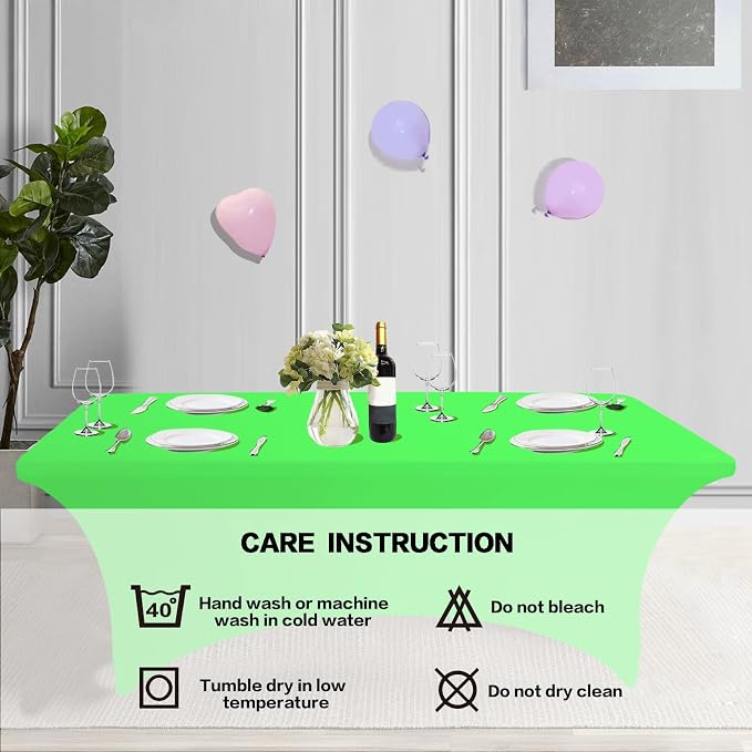 IVAPUPU 2 Pack 6FT Table Cloth for Rectangular Fitted Events Stretch Green - Image 5