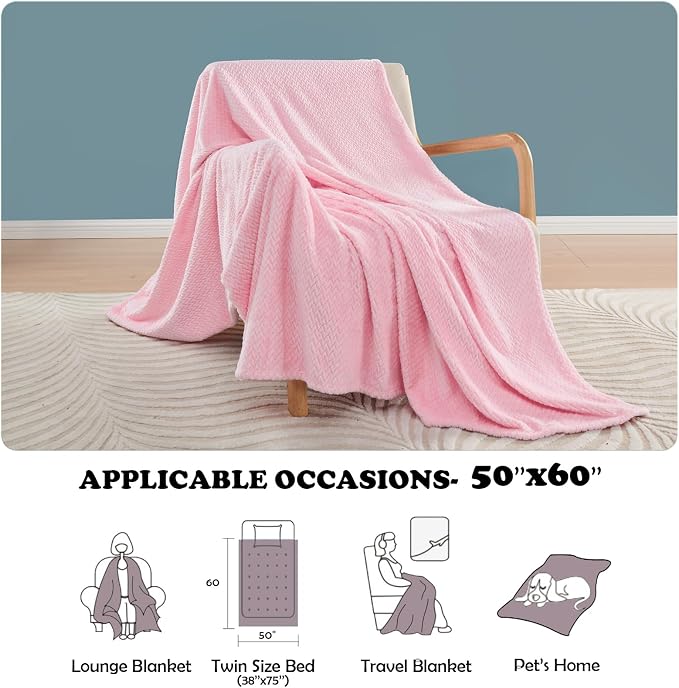 NEWCOSPLAY Super Soft Throw Blanket Pink Premium Silky Flannel Fleece Leaves - Image 5