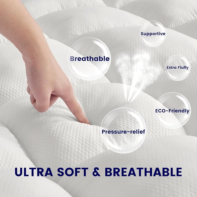 SLEEP ZONE Mattress Topper Twin Size, Extra Thick Fitted Mattress Pad - Image 4