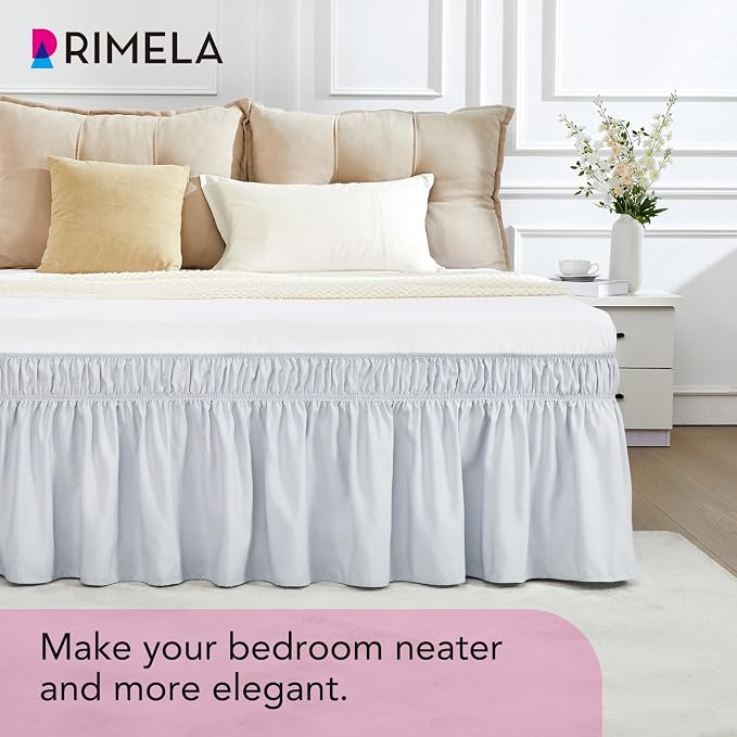 RIMELA Ice Grey Bed Skirt King Size 15 Inch Drop, Elastic Bed Skirting - Image 7