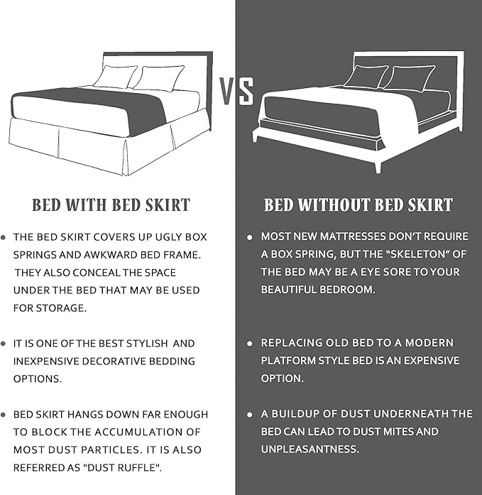 Queen Size Bed Skirt 600 TC Egyptian Cotton 16 Inch Drop Easy Fit - Image 5