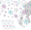 3 Pieces Christmas Snowflake Party Tablecloth Decorations, Plastic Purple and by JectivsPartyDecorations