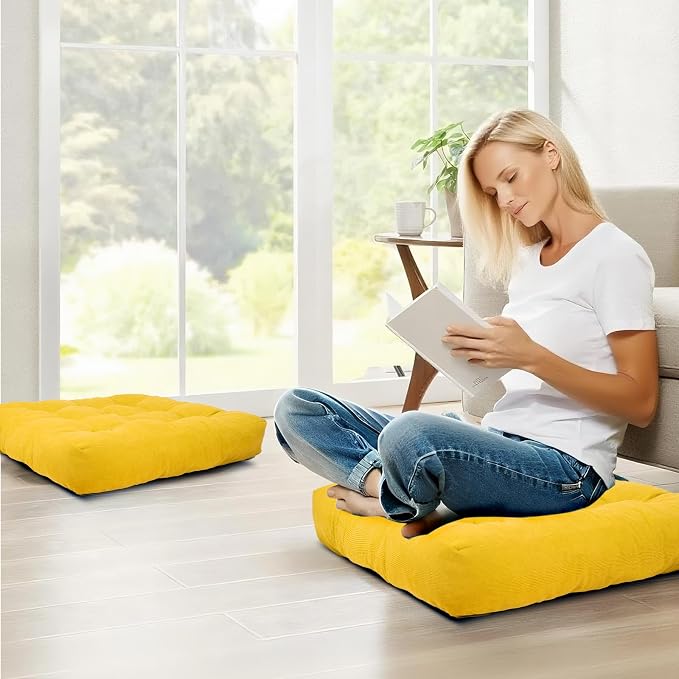 Meditation Floor Pillow Set of 2, Square Large Pillows Seating - Image 3