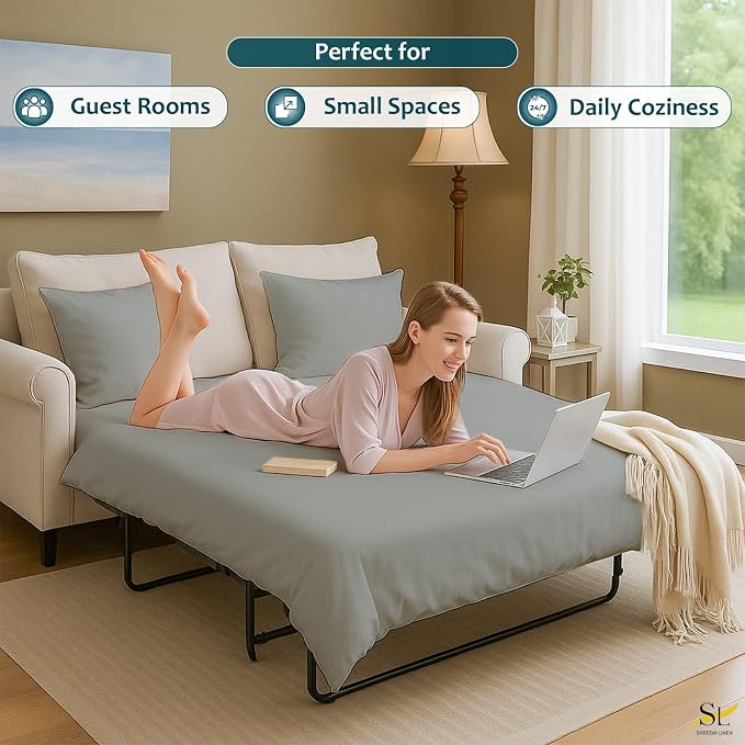 Luxury Queen Sleeper Sofa Bed Sheet Set, 100% Egyptian Cotton, 338 Thread Count - Image 5