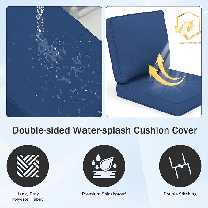 Outdoor Chair Cushions 23" x 24" x 4", Patio Deep Seat Replacement Cushions Set - Image 9