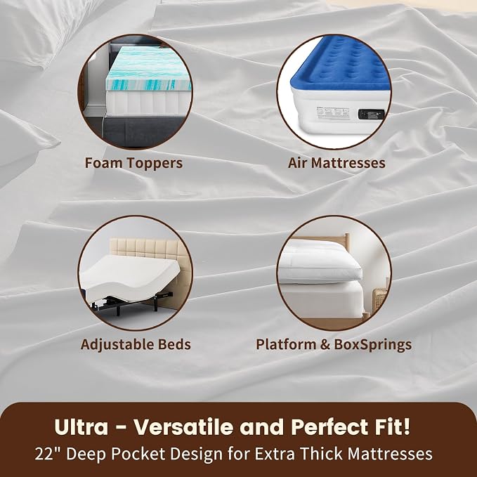 100% Linen Sheet Set King Size Extra Deep Pocket Fits 18-24 Inch Mattress - Image 3