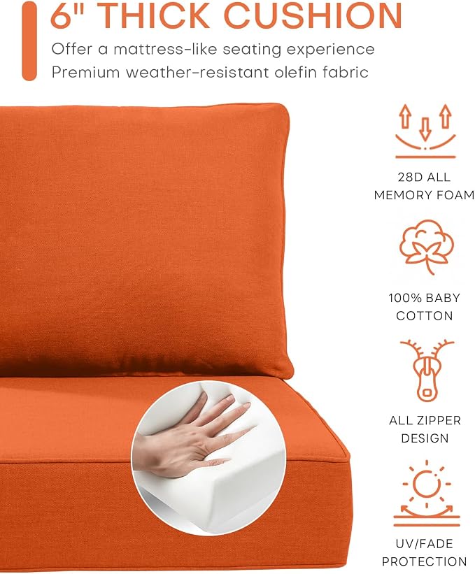 Luxury 22x24/22x25 6-Inch Outdoor Cushions - Image 5