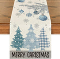Artoid Mode Blue Pine Trees Merry Christmas Table Runner, Winter Xmas Holiday by ArtoidMode