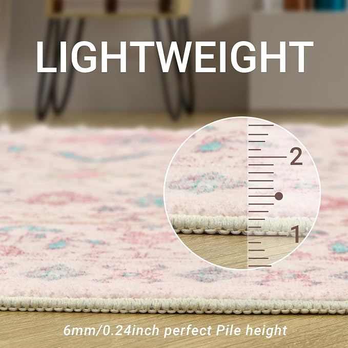 zesthome 6x9 Washable Rugs for Baby Girl, Super Soft Pink Rugs for Nursery Room - Image 5