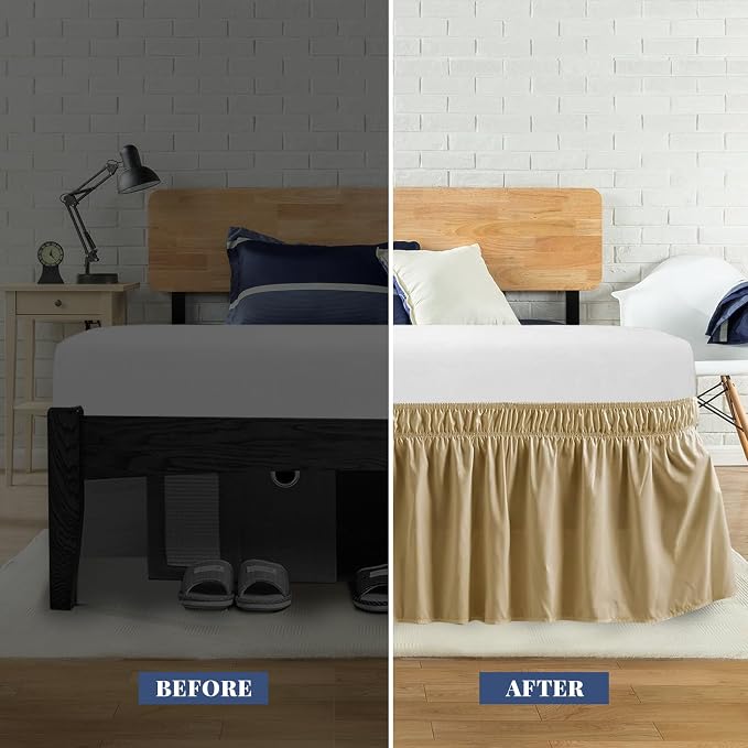 Queen Bed Skirt, Elastic Wrap Around Bed Skirt Queen Size, Bed Skirts - Image 3
