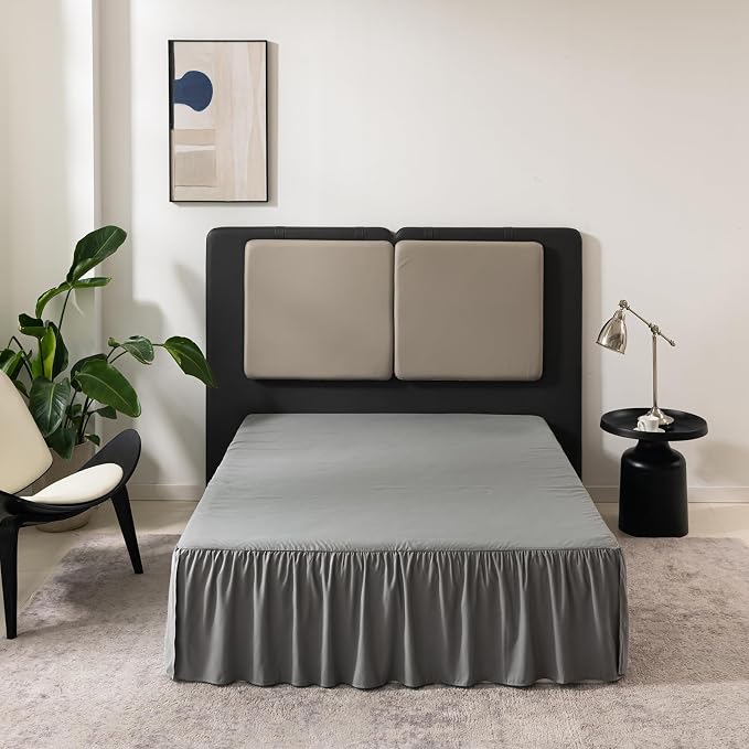 Grey Bed Skirt Queen Size Ruffled Bed Skirt by TSUTOMI
