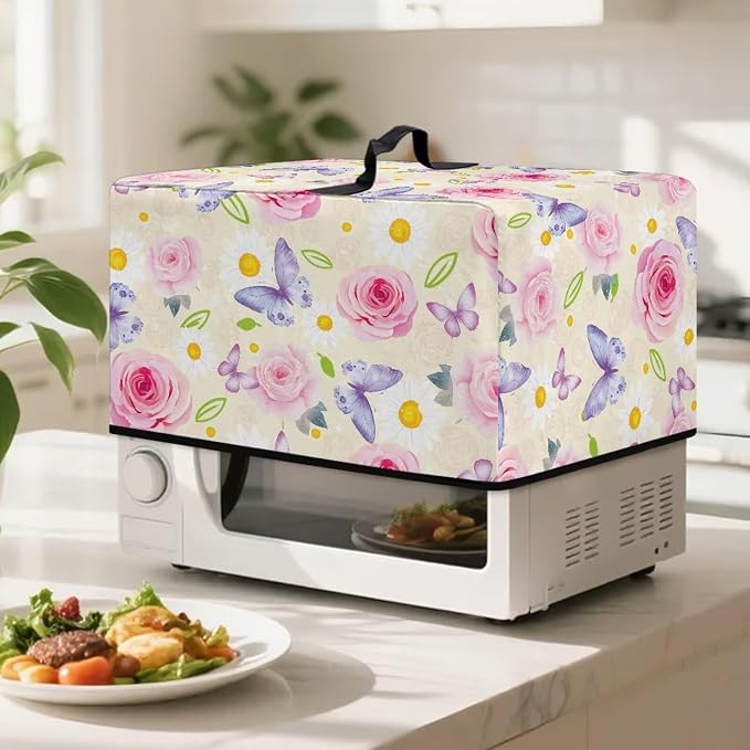Microwave Universal Oven Dust Cover, Butterfly Rose Foldable Dust Cover - Image 3