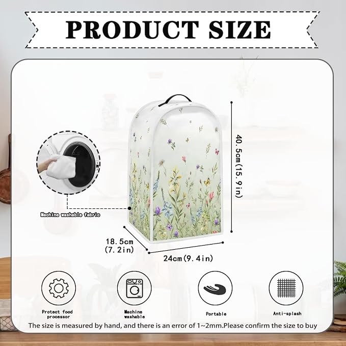Butterfly Floral Print Blender Cover Dust Proof Washable Small Appliance Cover - Image 5