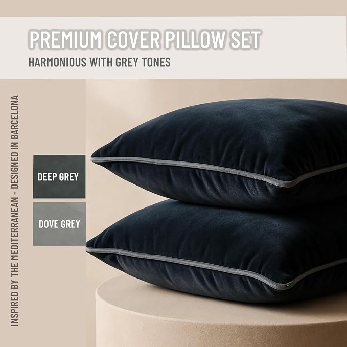 2 Pack Velvet Decorative Throw Pillow Covers, Contrast Piping, Indoor Use - Image 2
