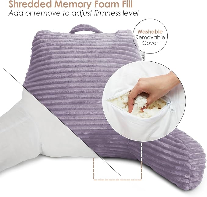 Hearth & Harbor Reading Pillow for Bed Adult – Back Pillow for Sitting in Bed - Image 5