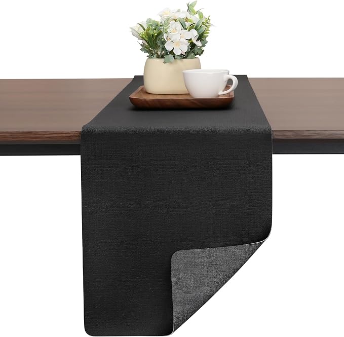Table Runners 94 Inches Long, Dual-Sided Faux Leather Farmhouse Table Runner by Chitomars
