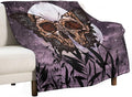 Death Moth Blanket, Boho Gothic Skull Moth Purple Starry Plant Full Moon by JanJCurt