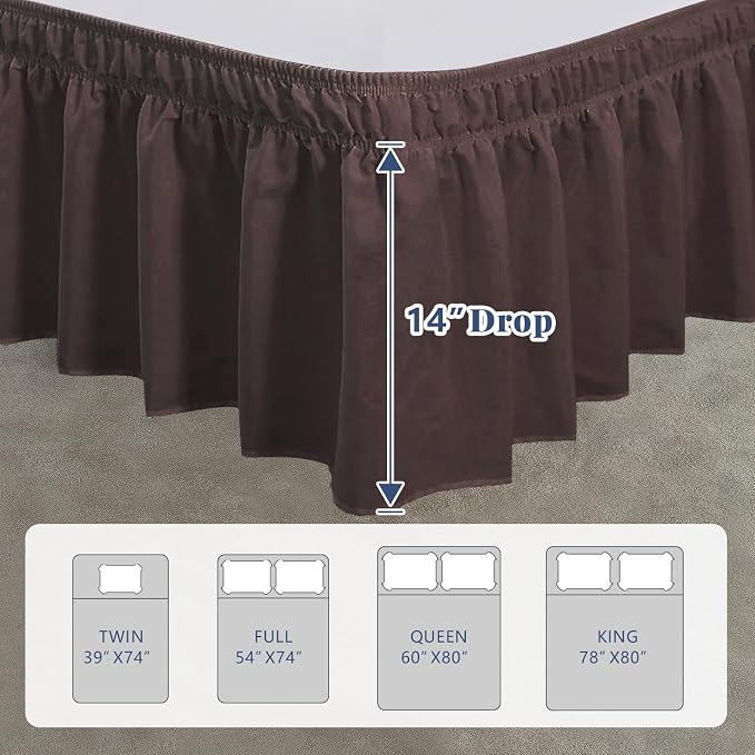 Twin Bed Skirt, Elastic Wrap Around Bed Skirt Twin Size, Bed Skirts - Image 2