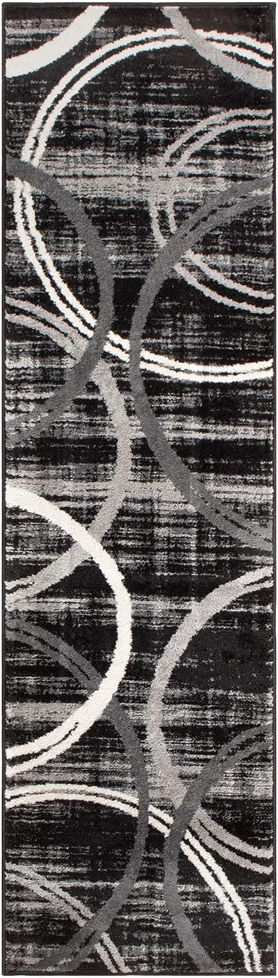Rugshop Modern Wavy Circles Design Runner Rug, Non-Shedding Carpet - Image 3