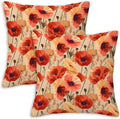 Floral Throw Pillow Covers Set of 2 | Poppy Flower Print Decorative Cushion by Unknown