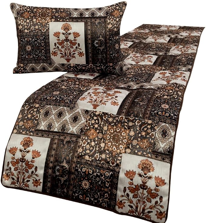 The HomeCentric King/Queen/Twin Brown Decorative Twin 53"x18" Bed Runner by TheHomeCentric