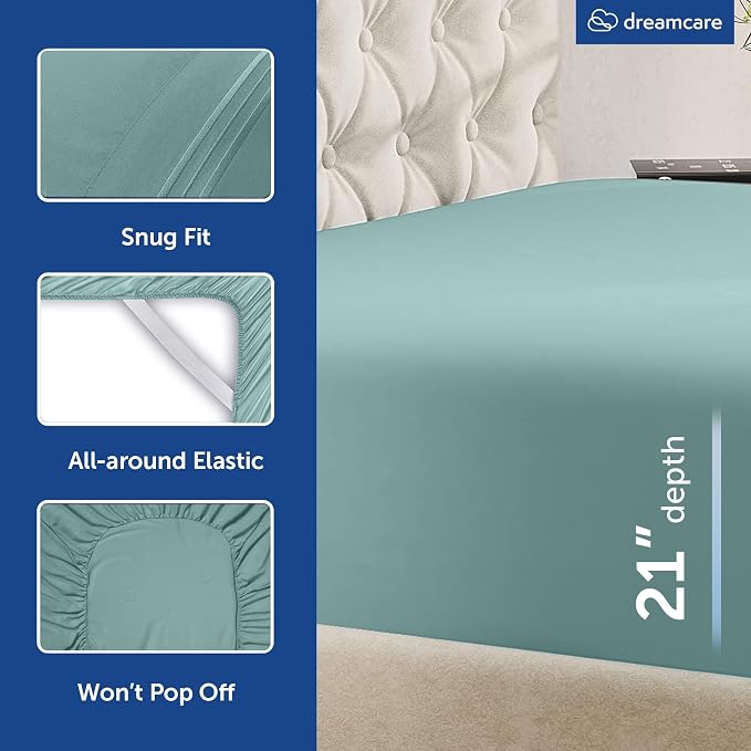 DREAMCARE King Size Sheets Set – 4 pcs Cooling Sheets – up to 21” Deep Pocket - Image 7