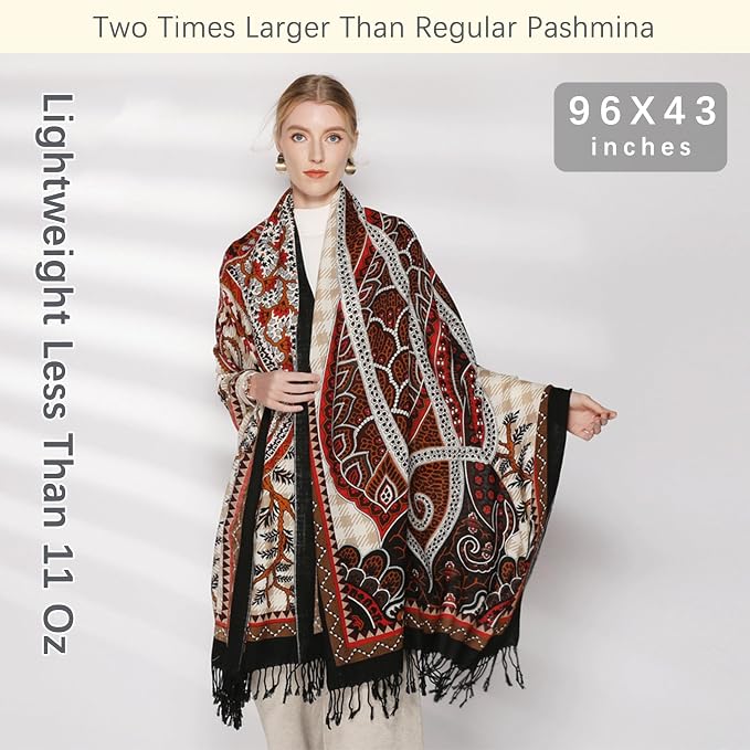 DANA XU 100% Merino Wool Pashmina Shawl - Image 6