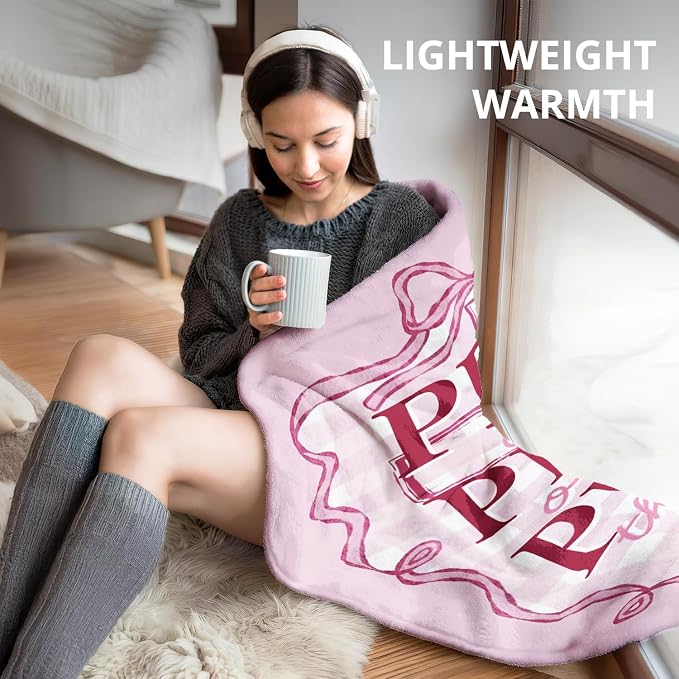 Pink Christian Blanket, Coquette Pink Bow Bible Verse Throw Blankets - Image 6