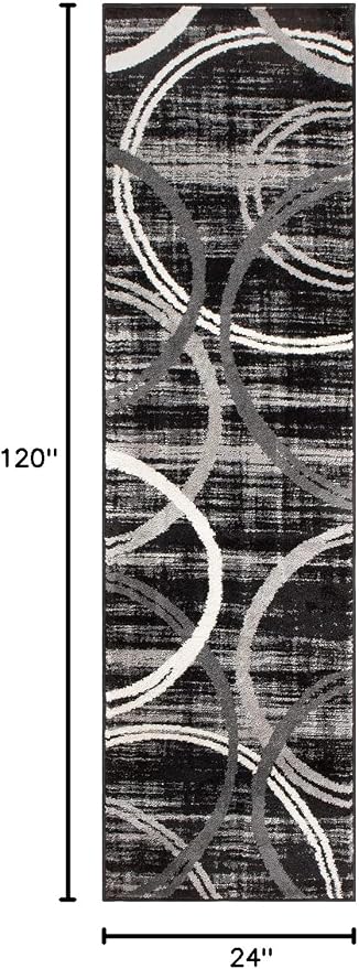 Rugshop Modern Wavy Circles Design Runner Rug, Fade-Resistant Carpet - Image 2