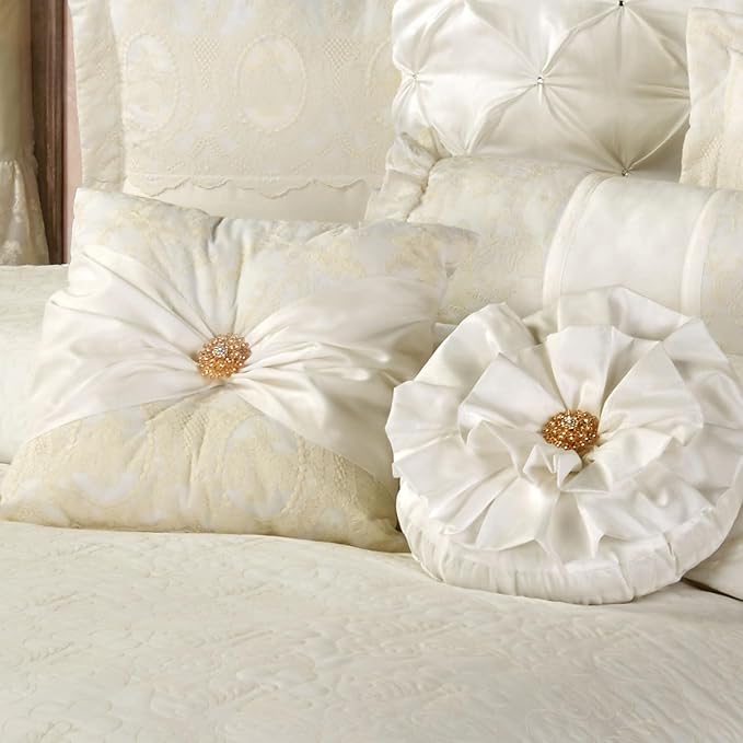 Cameo Lace Luxury Washable Polyester Bedding | Vintage | Pearl Scroll Leaf - Image 3