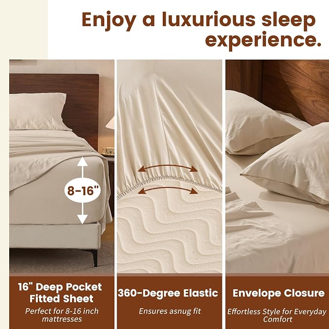 100% Linen Sheets Queen Size, Breathable & Durable 4-Piece Bed Flax Sheet Set - Image 3