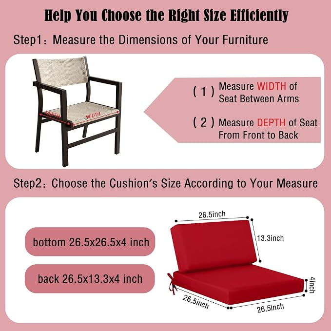idee-home Outdoor Cushions for Patio Furniture, Outdoor Seat Cushion, - Image 5