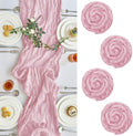 IVAPUPU 4 Pcs Cheesecloth Table Runner - 10ft Pink Boho Gauze Cheese Cloth by IVAPUPU