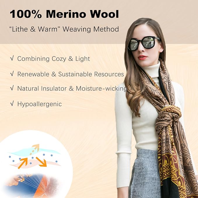 DANA XU 100% Merino Wool Pashmina Shawl - Image 4