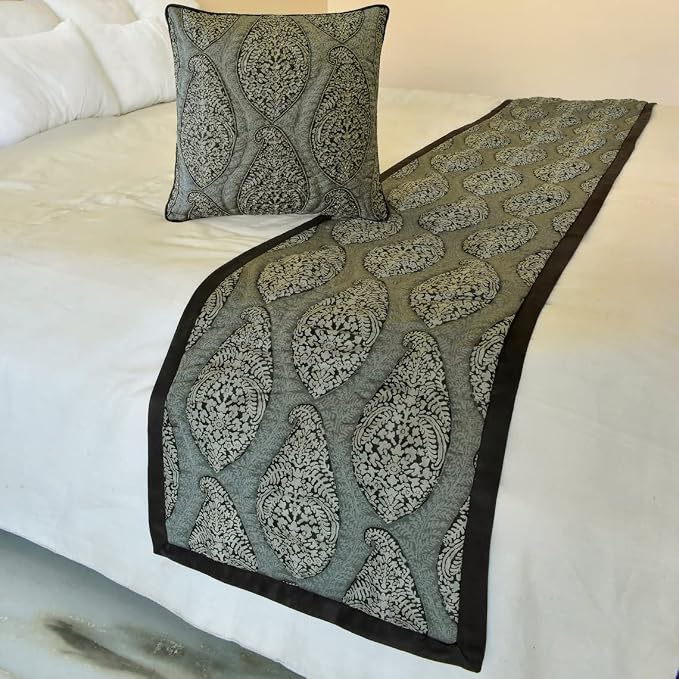 The HomeCentric King/Queen/Twin Grey Decorative Twin 53"x18" Bed Runner by TheHomeCentric