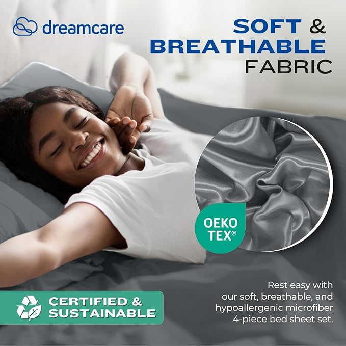 DREAMCARE California King Sheet Sets – 4 pcs Cooling Sheets – up to 21” Deep - Image 6