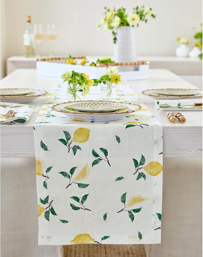 Solino Home Lemon Print Table Runner 48 inch by SolinoHome