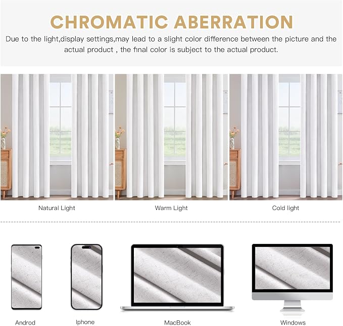 PrinceDeco Natural Linen Curtains 100% Blackout Curtains - Image 8