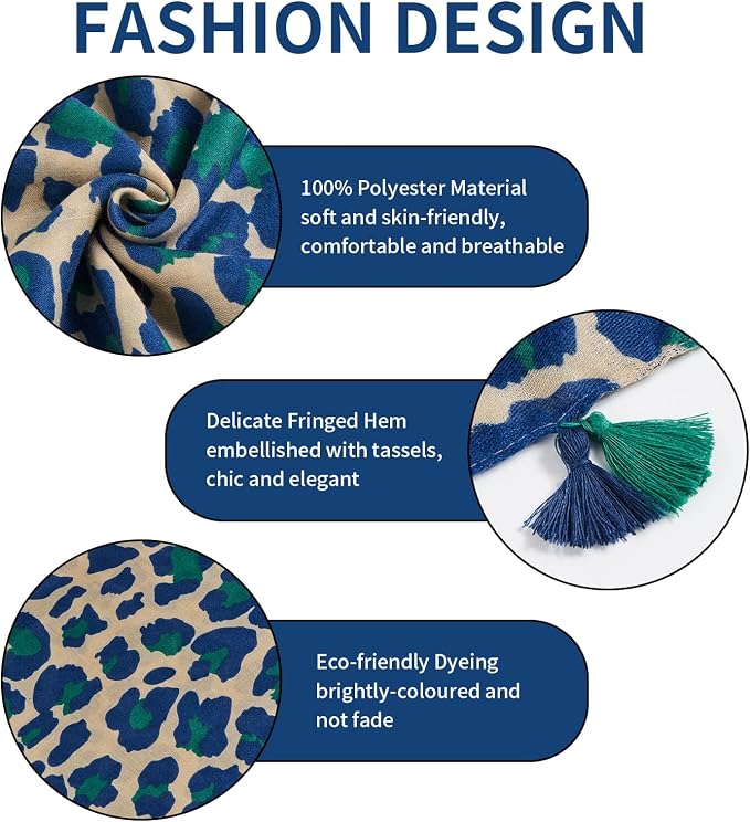 Scarf for Women Lightweight Soft Floral Leopard Printed Scarves Fall Winter - Image 2