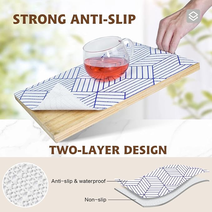 Shelf Liners for Kitchen Cabinets 17.3in x 20FT, Non Adhesive Cabinet Liner - Image 2