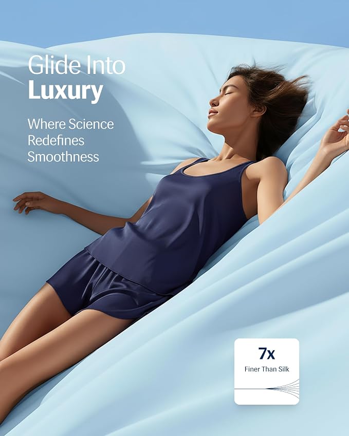 REST® Evercool®+ Starter Sheet Set, TwinXL Light Blue, Breathable Bed Sheets - Image 4
