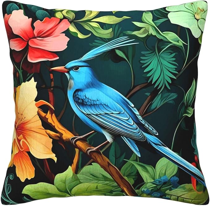 William Morris Bluebird and Flowers Design 18x18 inches Throw Pillow Covers by Unknown