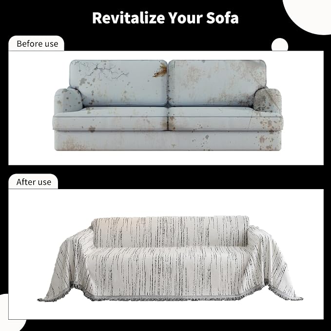Chenille Couch Cover Pet Friendly, Sofa Cover Washable, Reversible Sofa - Image 6