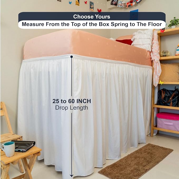 Cottington Lane Extra Long Ruffled College Dorm Bed Skirt 30 Inch Drop - Image 3