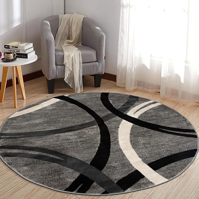 Rugshop Wavy Circles Design Round Rug, Carpet - Image 10