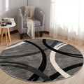 Rugshop Wavy Circles Design Round Rug, Carpet by Rugshop