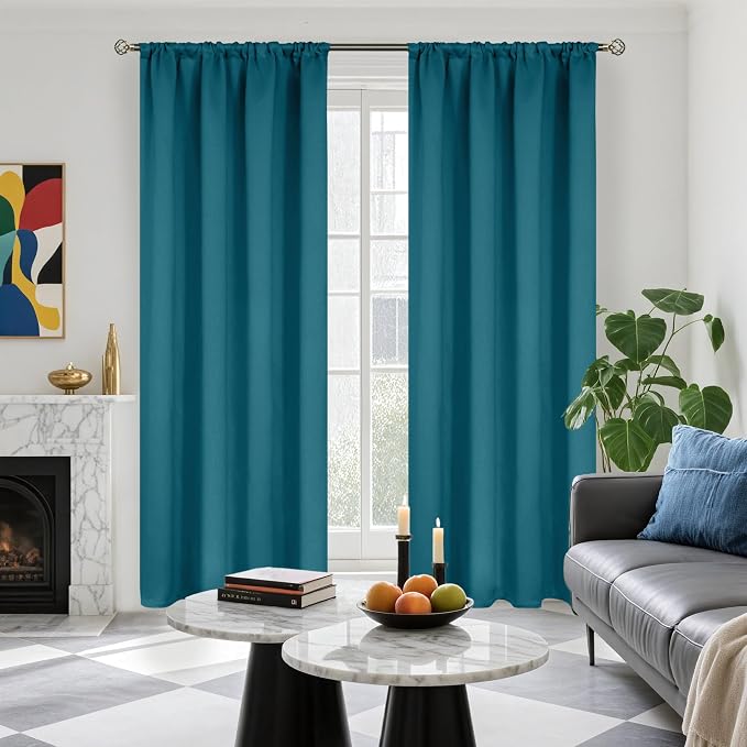 BGment Peacock Blue Blackout Curtains 84 Inch Length - Image 2