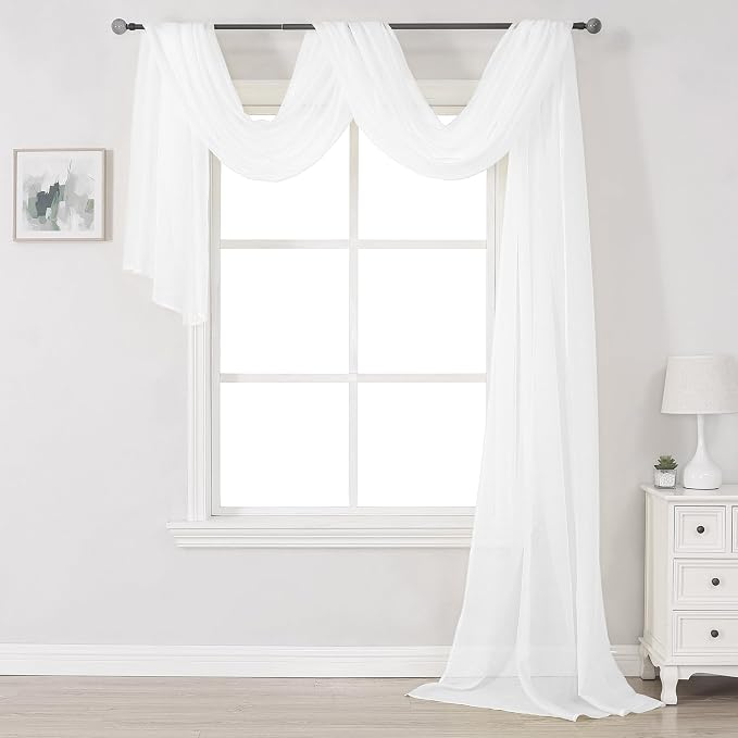 DONREN White Sheer Window Scarf Valance by DONREN